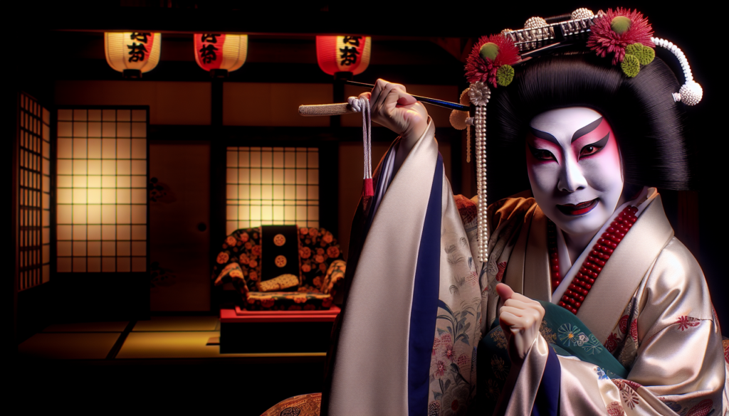 歌舞伎の伝統衣装と迫力ある隈取化粧をまとった市川團十郎をイメージした俳優